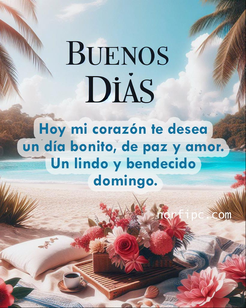 Hoy mi corazón te desea un día bonito, de paz y amor. Un lindo y bendecido domingo. Paisaje en la playa