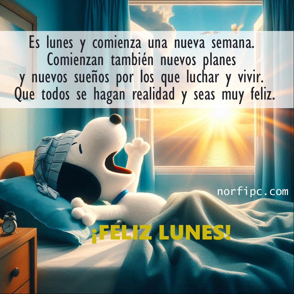 Hoy es lunes y comienza una nueva semana. Comienzan también nuevos planes y nuevos sueños por los que luchar y vivir. Que todos se hagan realidad en tu vida y seas muy feliz Snoopie marcando dia en un calendario