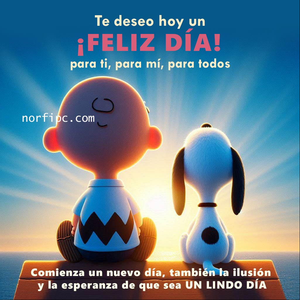 Comienza un nuevo día y yo no pierdo la esperanza de que sea un lindo día, mejor que el de ayer, porque tanto tú como yo, nos merecemos un feliz día Snoopie y Charlie Brown sentados juntos mirando el sol al amanecer