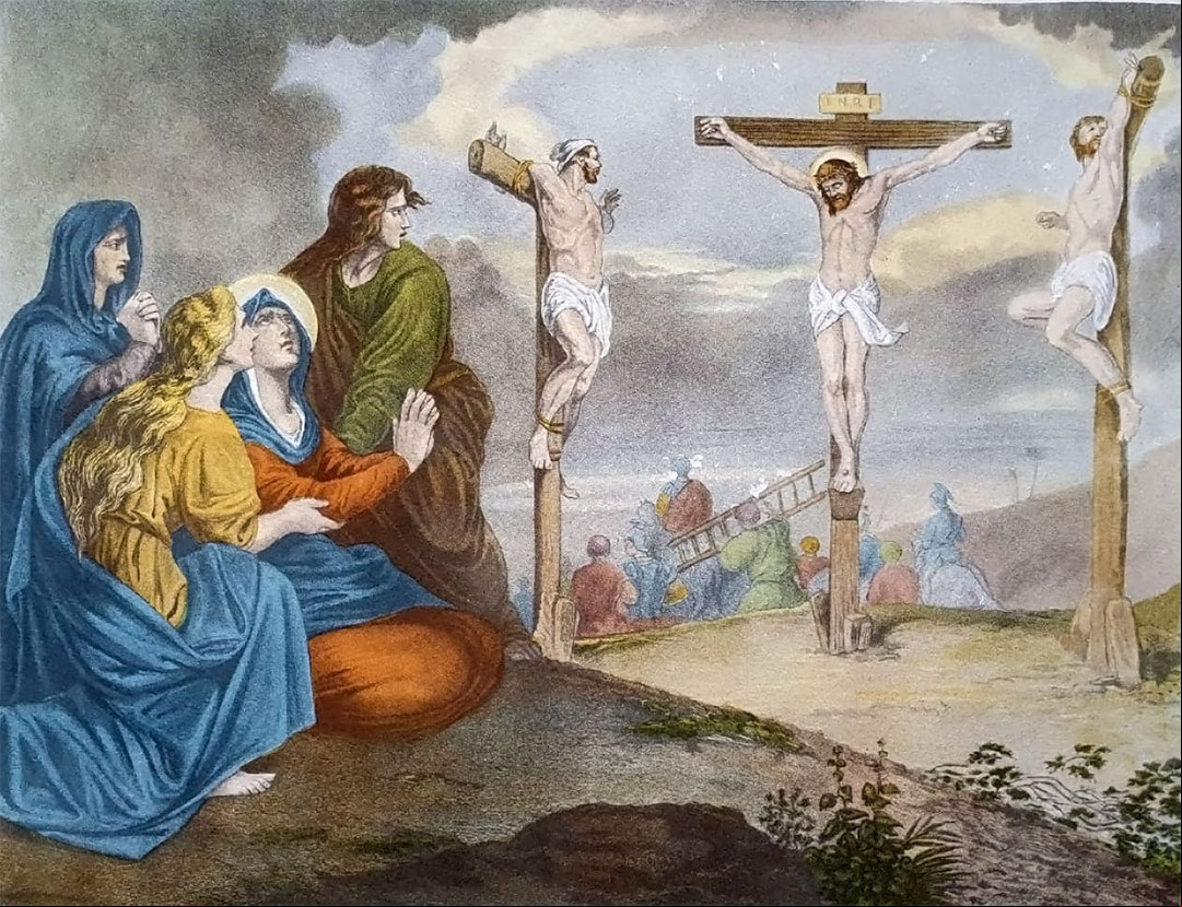 Jesús agoniza en la Cruz. Duodécima Estación del Calvario de la Iglesia de La Asunción de Nuestra Señora en Villamelendro de Valdavia Jesús agoniza en la Cruz. Pintura