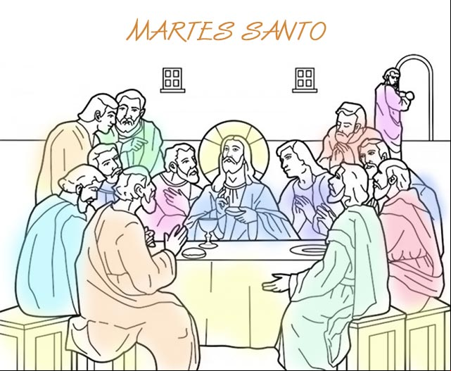 Martes Santo, Jesús se reúne con sus discípulos y les anticipa la traición de Judas y las Negaciones de San Pedro Martes Santo, Jesús se reúne con sus discípulos y les anticipa la traición de Judas y las Negaciones de San Pedro