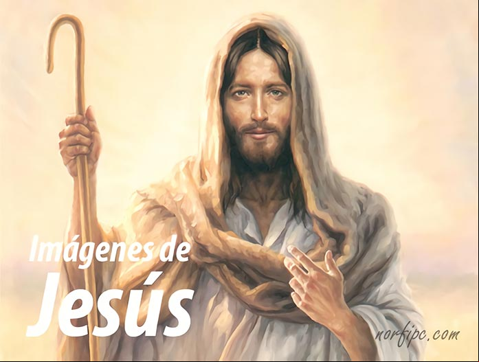 Jesús predicando. Imagen de Jesús con su atavío de pastor que parece que nos invita a seguir sus enseñanzas. #ImagenesJesus Imágenes de la vida y pasión de Jesucristo