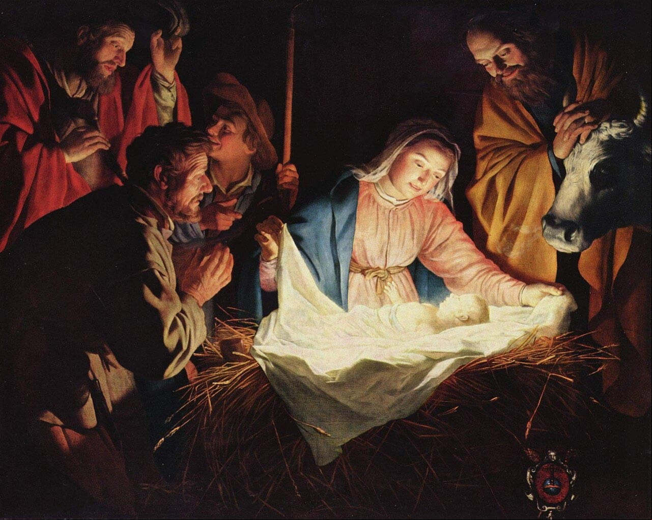 Nacimiento del niño Jesús en Belén, rodeado de María, José y los pastores. #NacimientoJesus The Adoration of the Shepherds (Adoracion de los Pastores), Gerard van Honthorst