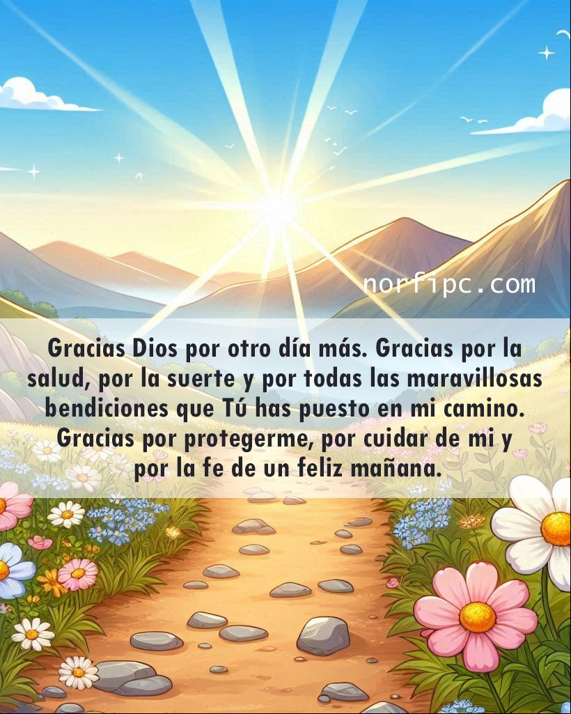 Gracias Dios por otro día más. Gracias por la salud, por la suerte, por mi familia, y por todas las maravillosas bendiciones que Tú has puesto en mi camino. Gracias por protegerme, por cuidar de mi y por la fe de un feliz mañana Paisaje lindo al amanecer, ilustracion