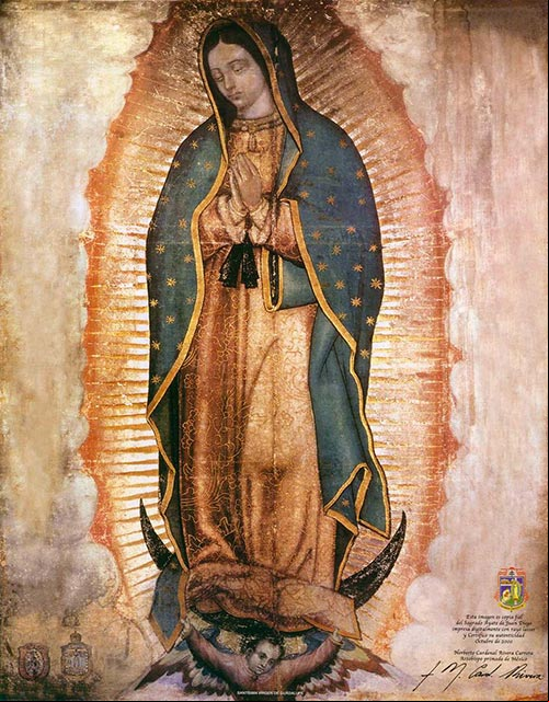 Copia digital de la pintura original de la Virgen de Guadalupe, en el Sagrado Ayate de Juan Diego Copia digital de la pintura original de la Virgen de Guadalupe