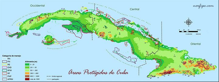Mapa de las Áreas Protegidas de Cuba separadas por categorías Mapa de las Áreas Protegidas de Cuba