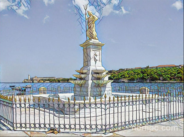 La Fuente de Neptuno en la Avenida del puerto de la Habana La Fuente de Neptuno en la Avenida del puerto de la Habana