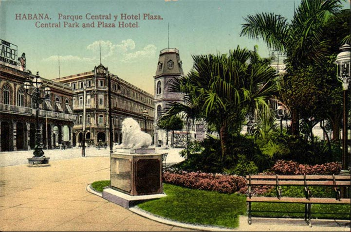 Foto del Parque Central y el Hotel Plaza en la Habana en 1940 Foto del Parque Central y el Hotel Plaza en la Habana en 1940