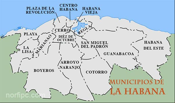 Ubicación de los 15 municipios de la Habana Ubicación de los 15 municipios de la Habana