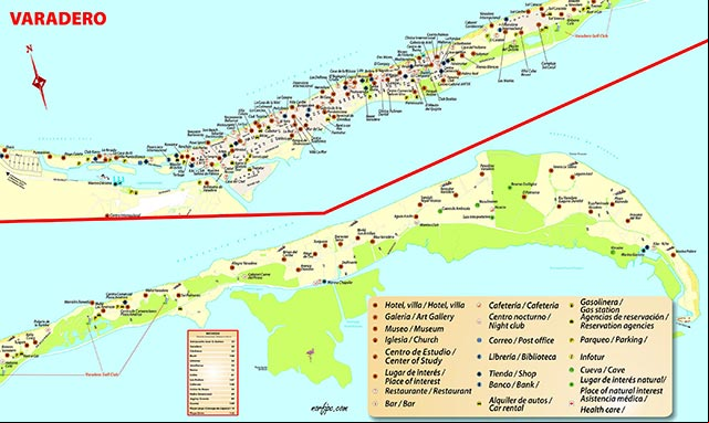 Mapa turístico de la Playa Varadero Mapa turístico de la Playa Varadero