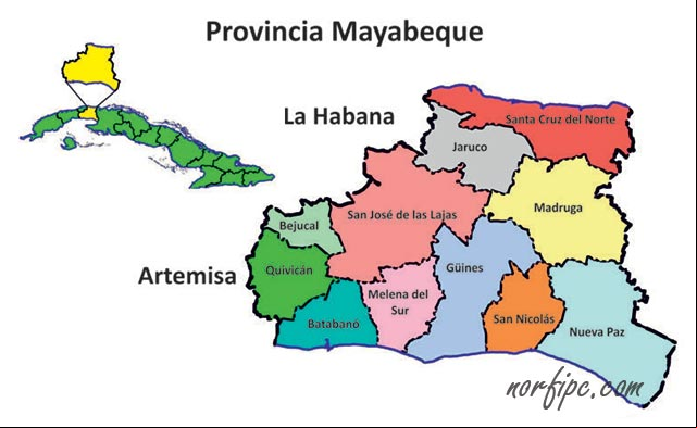 Mapa con los municipios de la provincia Mayabeque Mapa con los municipios de la provincia Mayabeque