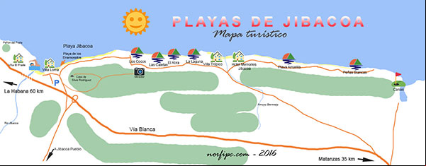 Mapa turístico de las playas de Jibacoa y el Litoral Norte de la Habana Mapa turístico de las playas de Jibacoa y el Litoral Norte de la Habana