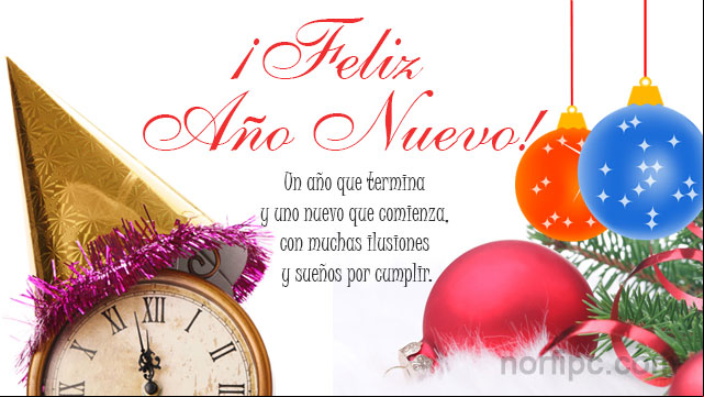 ¡Feliz Año Nuevo! Te deseo un año lleno de ilusiones y sueños por cumplir. #FinDeAño Postal de felicitación para el nuevo año que comienza