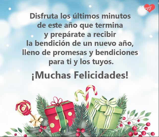 Disfruta los últimos minutos de este año que termina y prepárate a recibir la bendición de un nuevo año, lleno de promesas y bendiciones para ti y los tuyos Promesas y bendiciones para ti y los tuyos