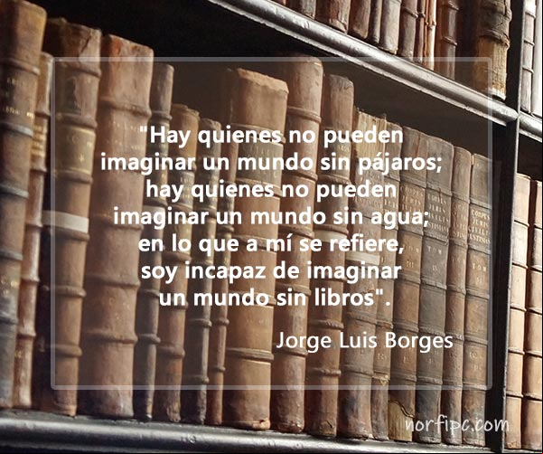 Hay quienes no pueden imaginar un mundo sin pájaros; hay quienes no pueden imaginar un mundo sin agua; en lo que a mí se refiere, soy incapaz de imaginar un mundo sin libros. Jorge Luis Borges Un mundo sin libros