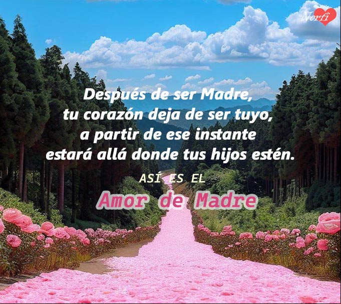 Así es el amor de madre Paisaje de carretera que se aleja llena de rosas que significa el amor de madre