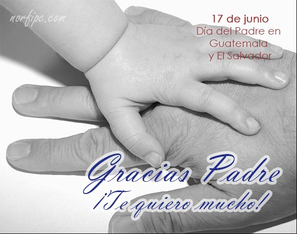 17 de junio Día del Padre en Guatemala y El Salvador Mano de un bebé sobre la de su padre