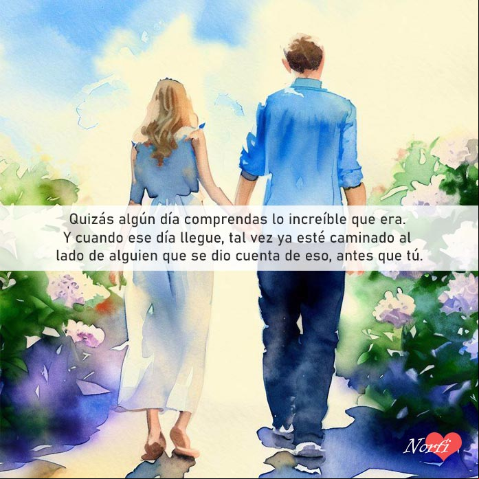 Pareja caminando tomados de la mano