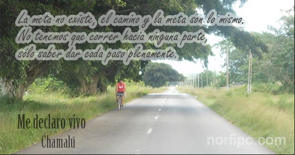 La meta no existe, el camino y la meta son lo mismo... Frase de un poema de Chamalú La meta no existe, el camino y la meta son lo mismo. De un poema de Chamalú