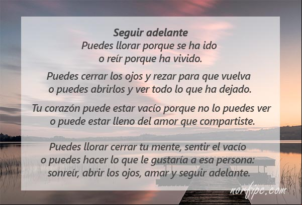 Seguir adelante. Poema de aliento por la muerte de un ser querido Seguir adelante. Poema de aliento por la muerte de un ser querido