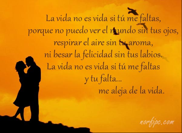 La vida no es vida si tú me faltas. #PoemasAmor La vida no es vida si tú me faltas. Poema cursi de amor