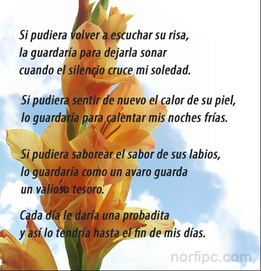 Si pudiera saborear el sabor de sus labios lo guardaría, cada día le daría una probadita y así lo tendría hasta el fin de mis días Poemas y versos por un amor que no puede ser