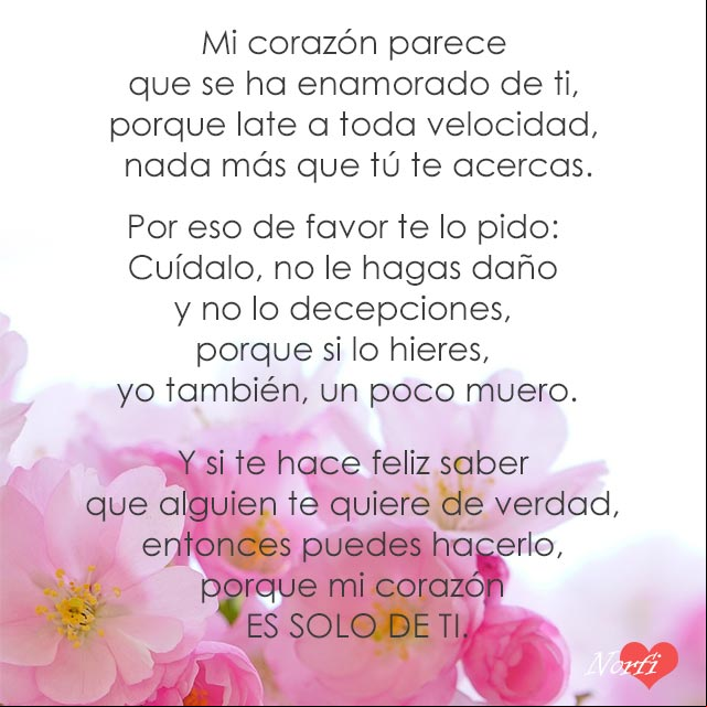 Mi corazón es solo de ti. #PoemaDeAmor Mi corazón es solo de ti. Poema de amor