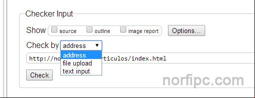 Opciones de comprobación del Validador Nu Html Checker Opciones de comprobación del Validador Nu Html Checker