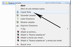 Agregar en el menú contextual Copiar la ruta del archivo o carpeta
