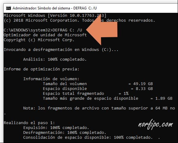 Desfragmentar el disco duro en Windows mediante el Símbolo del sistema Desfragmentar el disco duro en Windows mediante el Símbolo del sistema