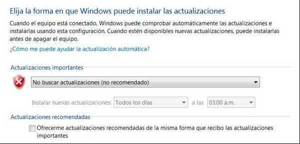 Deshabilitar Windows Update