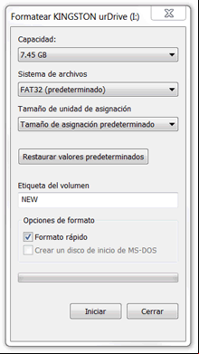 Formatear o darle un nuevo formato de archivo desde el explorador de Windows.