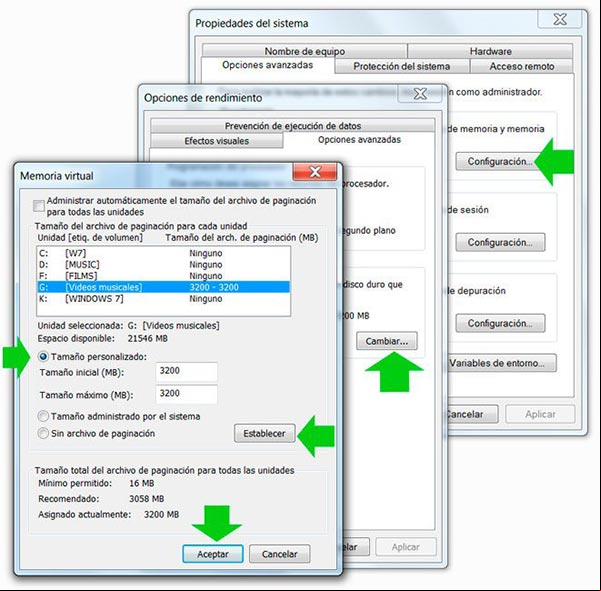 Optimizar la utilización del archivo de paginación en Windows