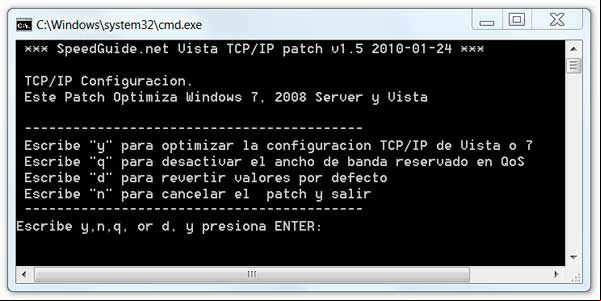 Parche para optimizar los ajustes de Windows para redes Parche para optimizar los ajustes de Windows para redes