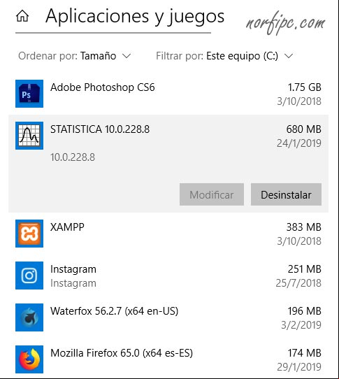 Programas instalados en Windows ordenados por tamaño Programas instalados en Windows ordenados por tamaño