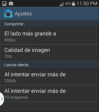 de Ajustes de la aplicación Mini Fotos Nauta de Ajustes de la aplicación Mini Fotos Nauta