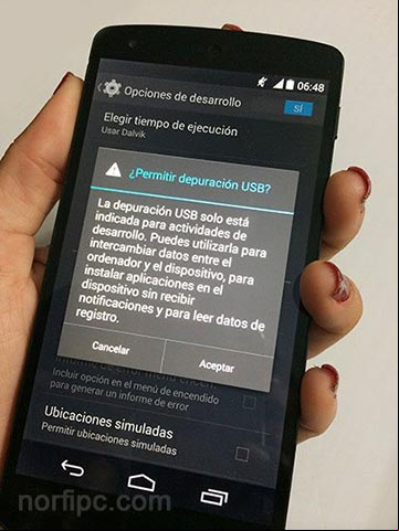 Activar el modo de depuración USB incluido en las Opciones de desarrollo de Android Activar el modo de depuración USB incluido en las Opciones de desarrollo de Android