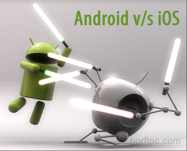 Alusión gráfica a una batalla entre Android Y iOS (Apple) Alusión gráfica a una batalla entre Android Y iOS (Apple)