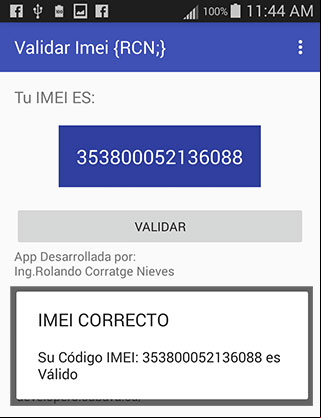 Comprobando el Imei de un teléfono celular con la aplicación Validar Imei Comprobando el Imei de un teléfono celular con la aplicación Validar Imei