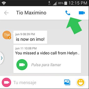 Hacer una llamada de voz con IMO Hacer una llamada de voz con IMO