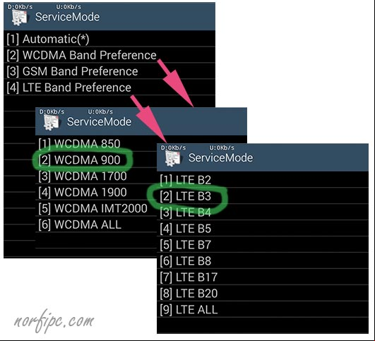 Información de las bandas disponibles en un teléfono, usando la herramienta Modo de servicio Información de las bandas disponibles en un teléfono