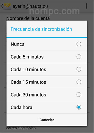 Limitar la frecuencia de sincronización del correo en Android Limitar la frecuencia de sincronización del correo en Android
