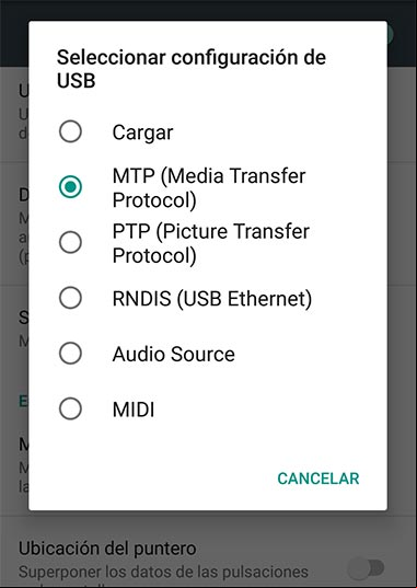 Activar el modo MTP al conectar el telefono por USB Activar el modo MTP al conectar el telefono por USB