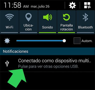 Notificación de dispositivo conectado mediante USB Notificación de dispositivo conectado mediante USB