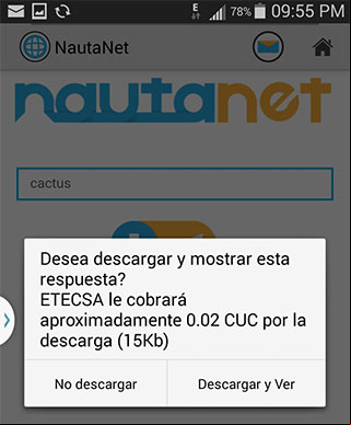 Notificación de la aplicación NautaNet con el costo de la petición realizada Notificación de la aplicación NautaNet con el costo de la petición realizada