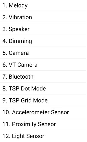 Herramienta para la prueba del funcionamiento de recursos del teléfono Samsung Galaxy Herramienta para la prueba del funcionamiento de recursos del teléfono Samsung Galaxy