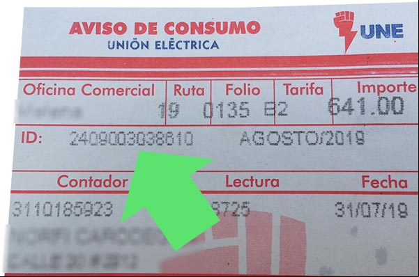ID o identificador de la factura de la electricidad ID o identificador de la factura de la electricidad