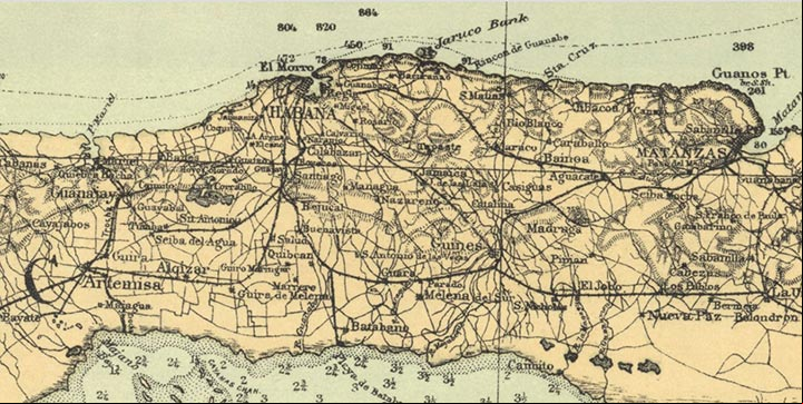 Sección de la provincia de la Habana del Mapa de Cuba de 1898 Sección de la provincia de la Habana del Mapa de Cuba de 1898