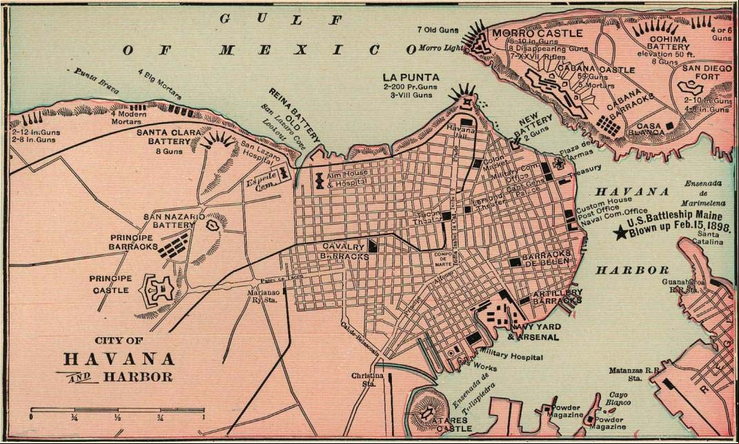 Mapa de la Habana y sus instalaciones militares en el 1899 Mapa de la Habana y sus instalaciones militares en el 1899
