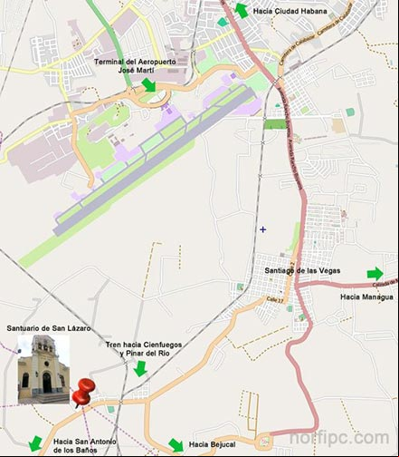 Mapa que indica cómo llegar al Santuario de San Lázaro en El Rincón Mapa que indica cómo llegar al Santuario de San Lázaro en El Rincón